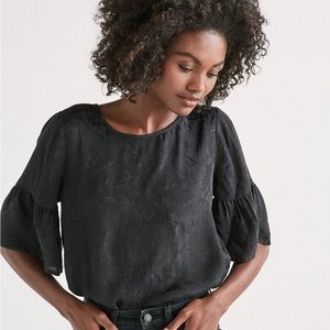 NEW Lucky Brand Ruffle Half Sleeve Blouse